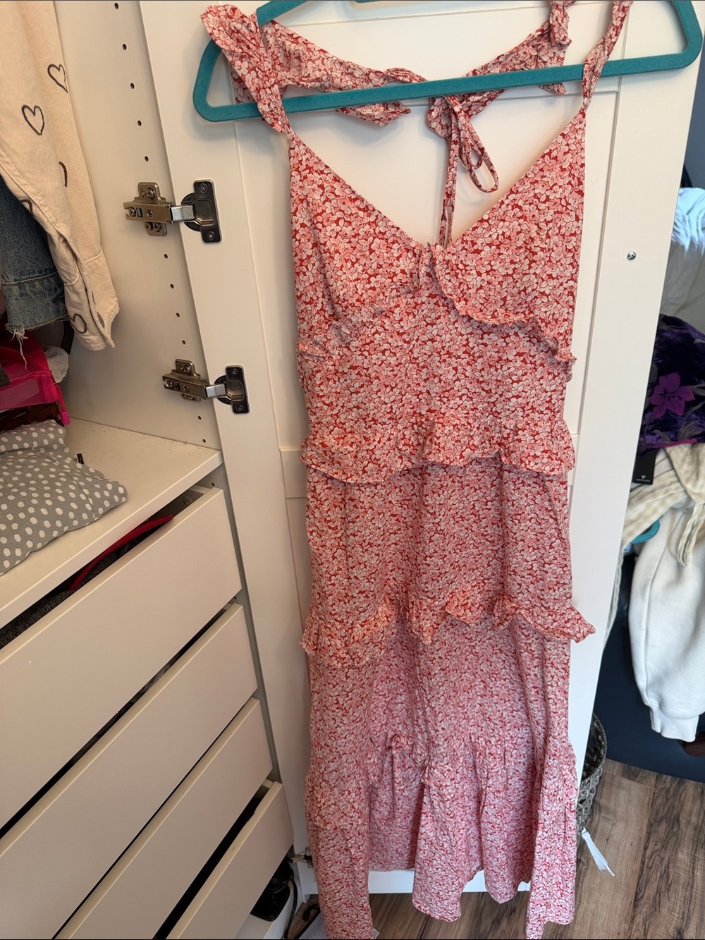 Petal & Pup Red Floral Tiered Maxi Dress